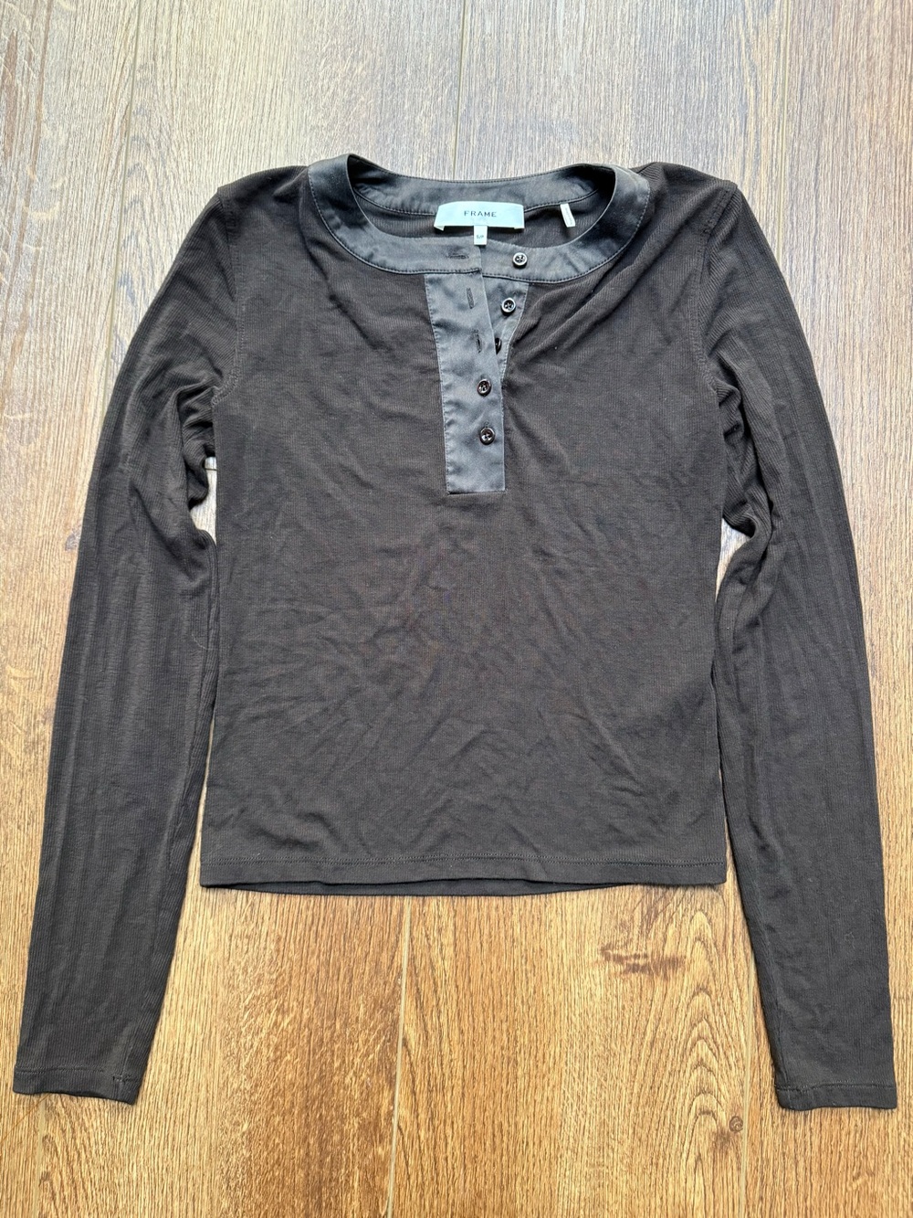 FRAME satin trim Henley